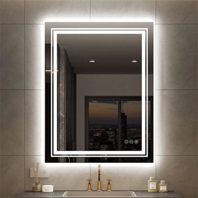 Luvodi 600X800mm Led Bathroom Mirror Front Light And Backlit Vanity Mirror Anti-Fog Wall Mounted - image 1