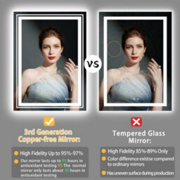 Luvodi 600X800mm Led Bathroom Mirror Front Light And Backlit Vanity Mirror Anti-Fog Wall Mounted - thumbnail 5