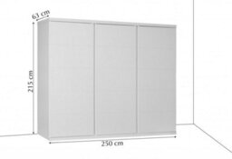 Arte Modern Lux Wardrobe With Shelves And Mirrored Door In White - Led Lit Storage Solution (H2150mm W2500mm D630mm) - thumbnail 5