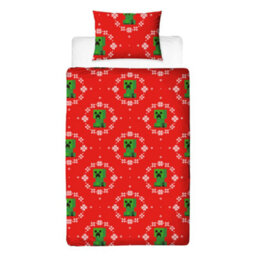 Minecraft Pixel Christmas Reversible Duvet Set Multicoloured (Single) - thumbnail 2