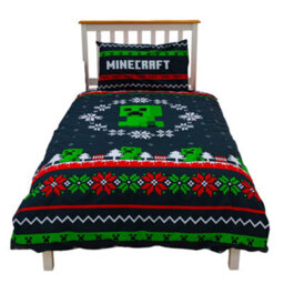 Minecraft Pixel Christmas Reversible Duvet Set Multicoloured (Single) - thumbnail 5