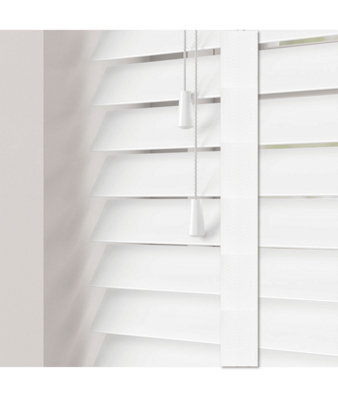 110Cm White Gloss Faux Wood Venetian With Tapes 120Cm Drop - image 1