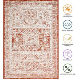 Homeart Outdoor Indoor Rug, Easy Clean, Uv Weather Resistant Rug For Patio, Gardenvintage Terra, Cream,120X170Cm - thumbnail 7