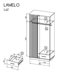 Arte Lamelo La1 Hinged Wardrobe - Stylish Storage In Oak Wotan & Black Matt, H1940mm W900mm D520mm - thumbnail 2