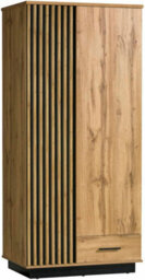Arte Lamelo La1 Hinged Wardrobe - Stylish Storage In Oak Wotan & Black Matt, H1940mm W900mm D520mm - thumbnail 1