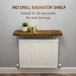 Mkgt Solid Wood Radiator Shelf, No Drill With Brackets, Handmade In Uk (Tudor Oak, 70Cm) - thumbnail 2