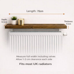 Mkgt Solid Wood Radiator Shelf, No Drill With Brackets, Handmade In Uk (Tudor Oak, 70Cm) - thumbnail 6