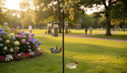 4-Pole Garden Bird Feeding Station With Hanging Feeder, Seed Tray, And Water Bath - thumbnail 5