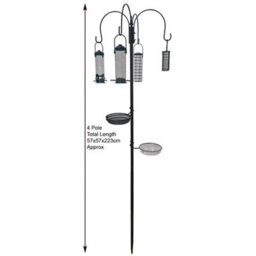 4-Pole Garden Bird Feeding Station With Hanging Feeder, Seed Tray, And Water Bath - thumbnail 2