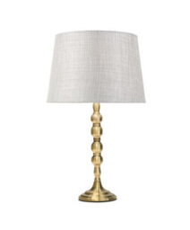 Lighting Supermarket Bergen Slimline Antique Brass Candlestick Table Lamp With Grey Linen Shade - thumbnail 2