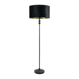Valuelights Maggie Black Candlestick Floor Lamp With Black Velvet With Gold Inner Lamp Shade - thumbnail 2