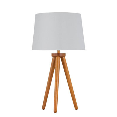 First Choice Lighting Voyage - Dark Oak Table Lamp Bedside Light With White & Silver Shade - image 1