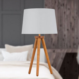 First Choice Lighting Voyage - Dark Oak Table Lamp Bedside Light With White & Silver Shade - thumbnail 3