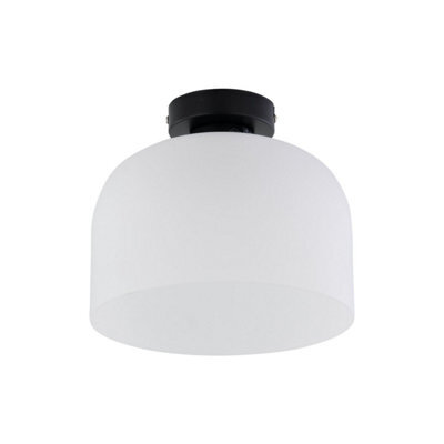 First Choice Lighting Victoria - Black Flush Ceiling Light With Frosted Glass Shade - image 1