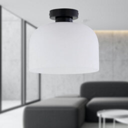 First Choice Lighting Victoria - Black Flush Ceiling Light With Frosted Glass Shade - thumbnail 3