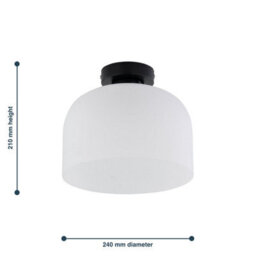 First Choice Lighting Victoria - Black Flush Ceiling Light With Frosted Glass Shade - thumbnail 5