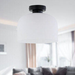 First Choice Lighting Victoria - Black Flush Ceiling Light With Frosted Glass Shade - thumbnail 4
