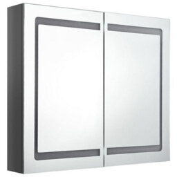 Berkfield Stylish Led Bathroom Mirror Cabinet Shining Grey 80X12X68 Cm - thumbnail 3