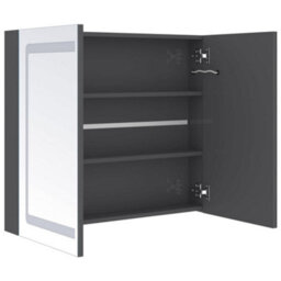 Berkfield Stylish Led Bathroom Mirror Cabinet Shining Grey 80X12X68 Cm - thumbnail 5