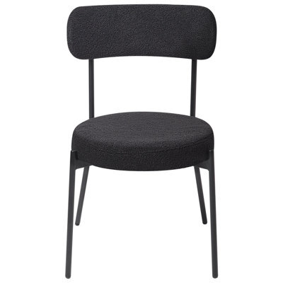 Wyld And Coco Elitehome Black Bouclé Dining Chairs Set Of 2 With Steel Legs - Compact Retro Design - image 1