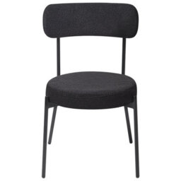 Wyld And Coco Elitehome Black Bouclé Dining Chairs Set Of 2 With Steel Legs - Compact Retro Design - thumbnail 1