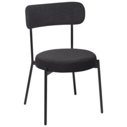 Wyld And Coco Elitehome Black Bouclé Dining Chairs Set Of 2 With Steel Legs - Compact Retro Design - thumbnail 6