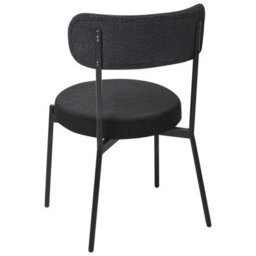 Wyld And Coco Elitehome Black Bouclé Dining Chairs Set Of 2 With Steel Legs - Compact Retro Design - thumbnail 7