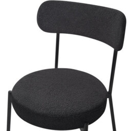 Wyld And Coco Elitehome Black Bouclé Dining Chairs Set Of 2 With Steel Legs - Compact Retro Design - thumbnail 8