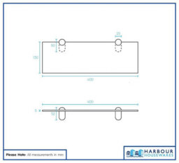 Harbour Housewares 2X Floating Glass Shelves - 40Cm - Black Brackets - Bathroom Shower Storage Vanity Display Unit Shelf - thumbnail 6