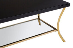 Orsina Durable Black Coffee Table, Elegant Gold Finish Decorative Coffee Table With Curved Legs & Glossy Black Top - thumbnail 5