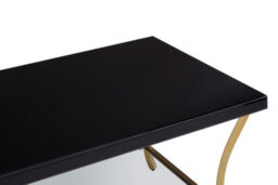 Orsina Durable Black Coffee Table, Elegant Gold Finish Decorative Coffee Table With Curved Legs & Glossy Black Top - thumbnail 6