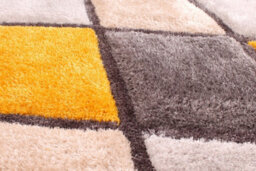Diamond Ochre Shaggy Geometric Optical Modern Sparkle Rug For Living Room And Bedroom-60Cm X 110Cm - thumbnail 2