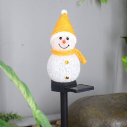 Amorly 1Pcs Yellow Solar Snowman Garden Stake Light,led Solar Powered Christmas Snowman Landscape Light For Yard Lawn Patio Outdoor Decor - thumbnail 1
