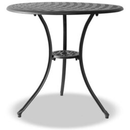 Homeology Oshowa Black Aluminium Weatherproof Outdoor Table And 2 Chairs With Armrests Bistro Set With Black Cushions - thumbnail 6