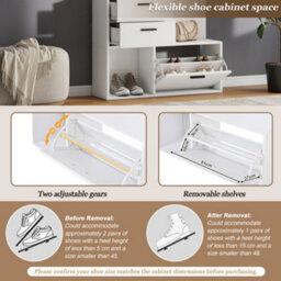 Abrihome Modern White Hallway Set 90X30X180Cm Coat Rack Shoe Cabinet With Mirror, Hooks, Drawers & Shelves, Freestanding Hall Stand - thumbnail 2
