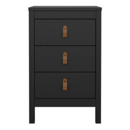 Furniture To Go Barcelona Bedside Table 3 Drawers In Matt Black - thumbnail 2