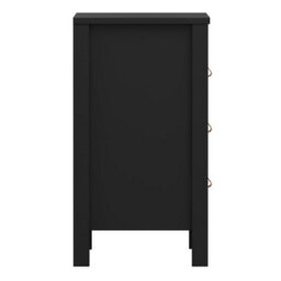 Furniture To Go Barcelona Bedside Table 3 Drawers In Matt Black - thumbnail 4