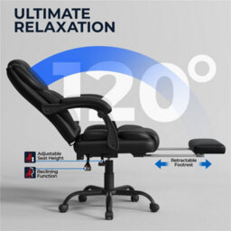 Yaheetech Pu Leather Adjustable Executive Office Chair - Black - thumbnail 6