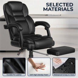 Yaheetech Pu Leather Adjustable Executive Office Chair - Black - thumbnail 4
