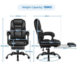 Yaheetech Pu Leather Adjustable Executive Office Chair - Black - thumbnail 3