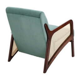 Thehotsale 63 X 73.5 X 79Cm Green Corduroy Armchair With Rattan Armrest And Wooden Legs - thumbnail 6