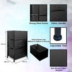 Clarisworld Drawers Storage Tower Dresser - Wood Top, Sturdy Steel Frame, Organizer Unit For Bedroom, Hallway, Entryway, Closets. - thumbnail 2