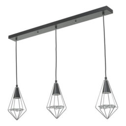 The Lighting Studio Gianni 3 Light Pendant Black, Polished Chrome & Glass - thumbnail 2