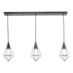 The Lighting Studio Gianni 3 Light Pendant Black, Polished Chrome & Glass - thumbnail 3