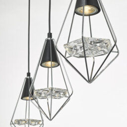 The Lighting Studio Gianni 3 Light Pendant Black, Polished Chrome & Glass - thumbnail 4