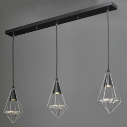 The Lighting Studio Gianni 3 Light Pendant Black, Polished Chrome & Glass - thumbnail 5