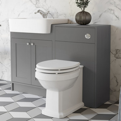 Affine Traditional Vanity Basin Unit & Toilet Combination Unit Bathroom Furniture Grey - image 1
