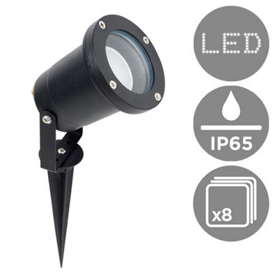 Valuelights Derwent 8 Pack Modern Ground Spike Wall Mount Ip65 Rated Outdoor Lights In Black Finish - image 1