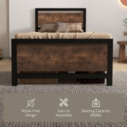 Homcom Single Size Metal Bed Frame W/ Headboard & Footboard, 97X195X103Cm - thumbnail 6