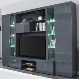 Furniture in Fashion Roma Entertainment Unit Grey With High Gloss Fronts And Led